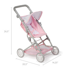 JC TOYS BERENGUER BOUTIQUE-DELUXE FOLDING STROLLER PINK