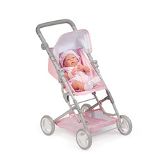 JC TOYS BERENGUER BOUTIQUE-DELUXE FOLDING STROLLER PINK