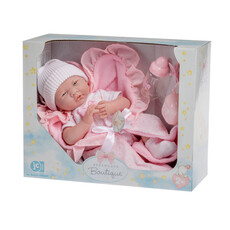 JC TOYS LA NEWBORN 15.5" SOFT BABY DOLL IN BUNTING & ACC.