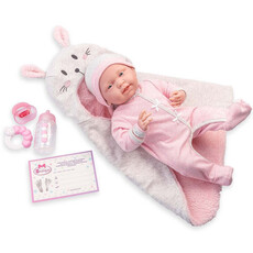 JC TOYS LA NEWBORN 15.5" SOFT BABY DOLL BUNNY THEMED