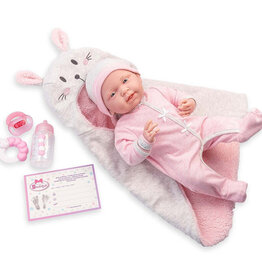 JC TOYS LA NEWBORN 15.5" SOFT BABY DOLL BUNNY THEMED