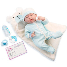 JC TOYS LA NEWBORN 15.5" SOFT BODY BABY DOLL BEAR THEMED