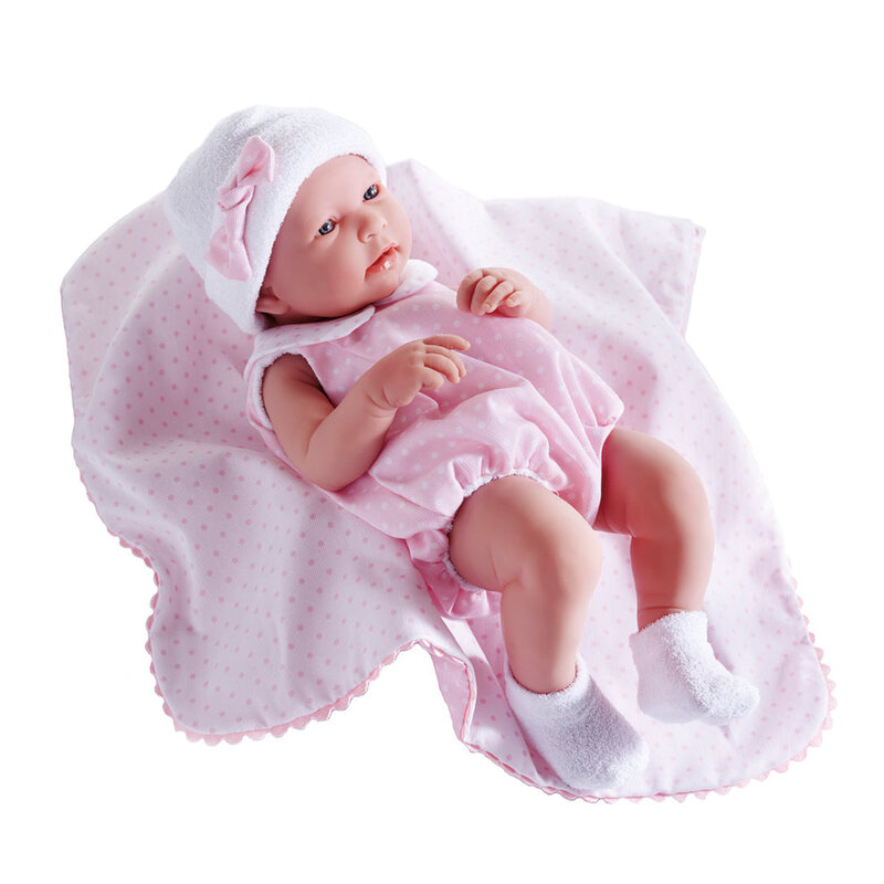 JC TOYS LA NEWBORN 17" ALL VINYL BABY DOLL PINK BUBBLE