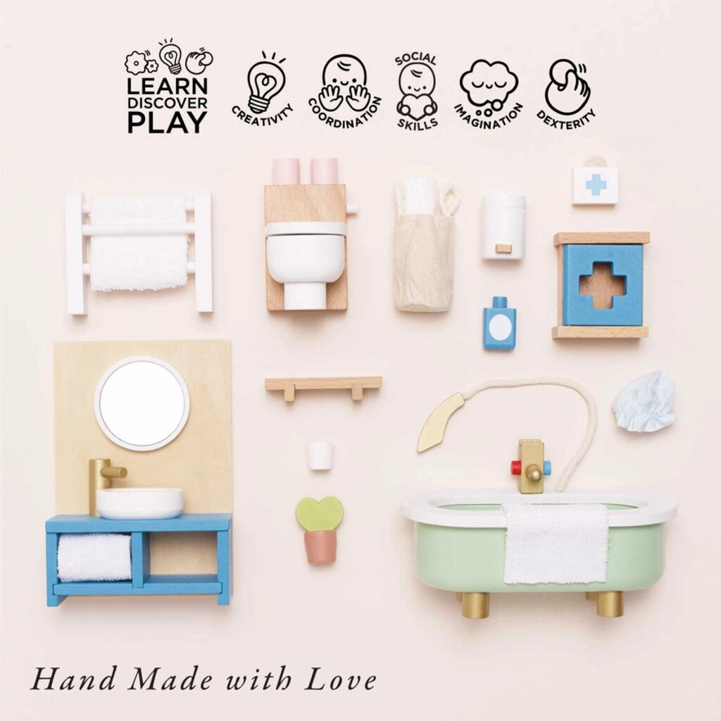 LE TOY VAN WOODEN DOLLS HOUSE BATHROOM FURNITURE