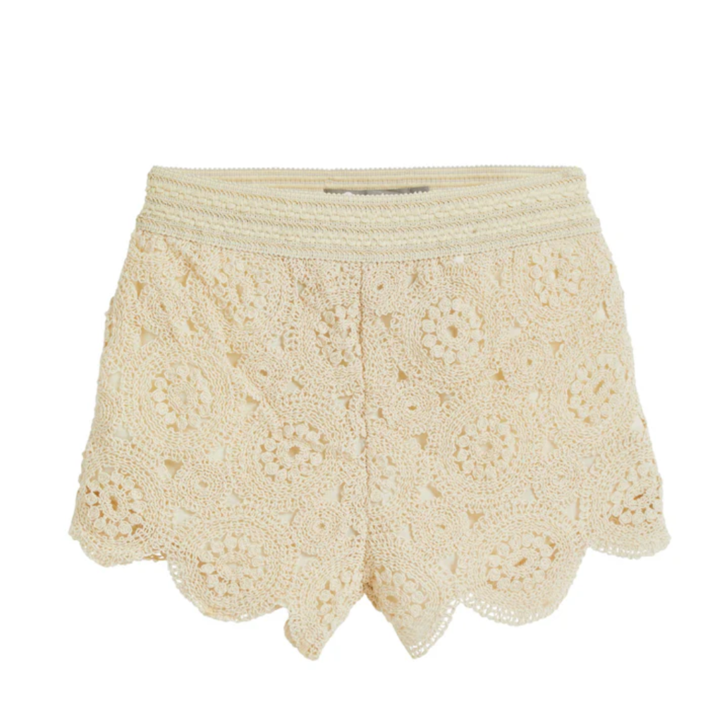 TRACTR GIRL'S CIRCULAR MEDALLION CROCHET SHORT-CREAM