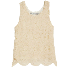 TRACTR GIRL'S CIRCULAR MEDALLION CROCHET TANK-CREAM