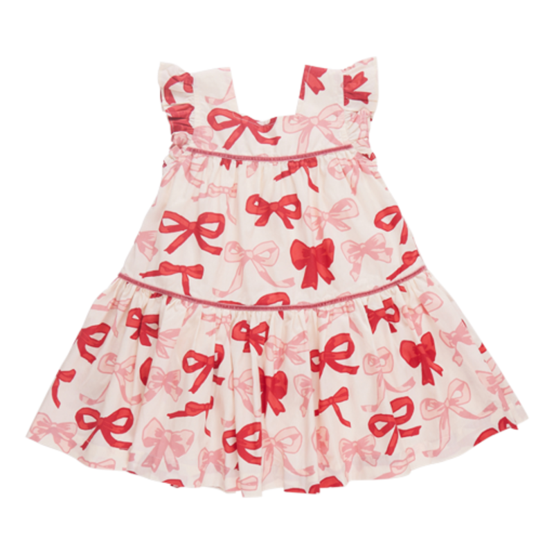 PINK CHICKEN girls camelia dress - valentines bows