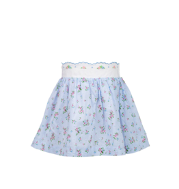 THE PROPER PEONY Bea Blue Floral Dotted-Swiss Skirt