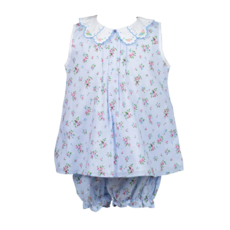 THE PROPER PEONY Bea Blue Floral Dotted-Swiss Bloomer Set
