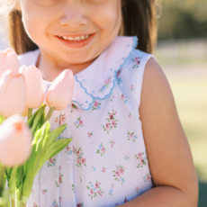 THE PROPER PEONY Bea Blue Floral Dotted-Swiss Bloomer Set