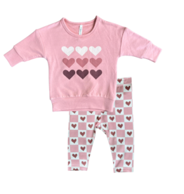 BABYSPROUTS DROP-SHOULDER SWEATSHIRT W/CHECKERED LEGGINGS HEARTS