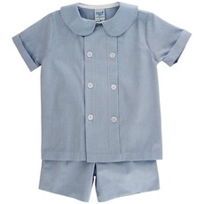 BAILEY BOYS DRESSY SHORT SET,  BLUE MICROCHECK