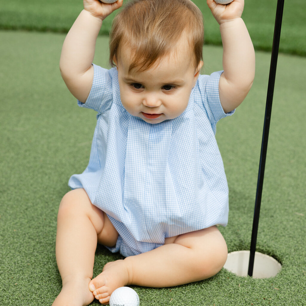 BAILEY BOYS DRESSY BUB SHORT,  BLUE MICROCHECK