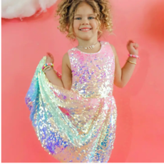 ELLIE AND MILA GIRLS OMBRE SEQUIN DRESS