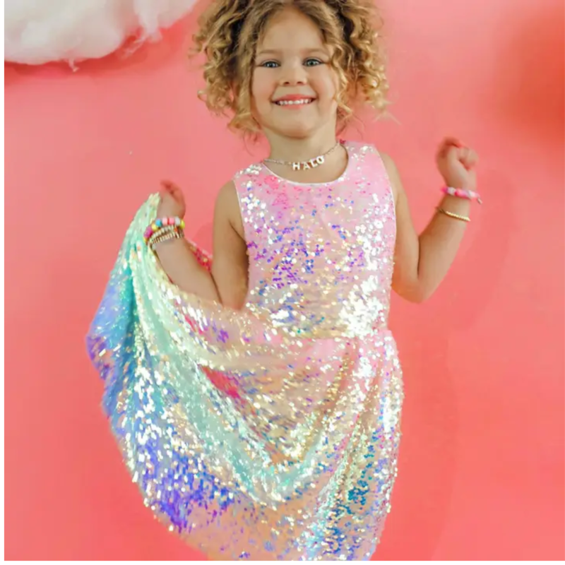 ELLIE AND MILA GIRLS OMBRE SEQUIN DRESS