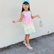 ELLIE AND MILA GIRLS OMBRE SEQUIN DRESS