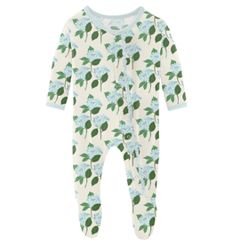 KICKEE PANTS CLASSIC RUFFLE FOOTIE W/2 WAY ZIPPER-HYDRANGEA