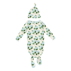 KICKEE PANTS PRINT KNOTTED LAYETTE GOWN & HAT SET-HYDRANGEA