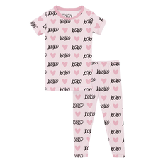 KICKEE PANTS SHORT SLEEVE PAJAMA SET-SHRINKING VIOLET XOXO