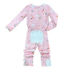 SUGAR BEE CLOTHING EASTER PAJAMAS-BUNNY GIRL -RUFFLE BUTTFLAP