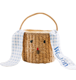 SUGAR BEE CLOTHING KIDS EASTER BASKET-BUNNY EARS-BLUE GINGHAM
