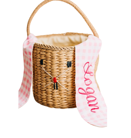SUGAR BEE CLOTHING KIDS EASTER BASKET-BUNNY EARS-PINK GINGHAM