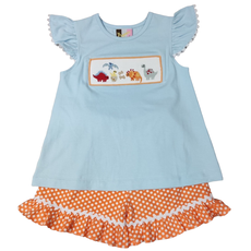 BANANA SPLIT GIRLS DINO LAND SMOCKED A/S SHORT SET