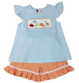 BANANA SPLIT GIRLS DINO LAND SMOCKED A/S SHORT SET