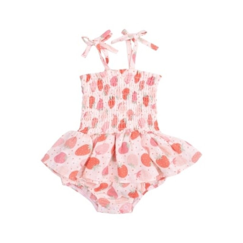 ANGEL DEAR Strawberry Bliss Smocked Bubble W/ Skirt