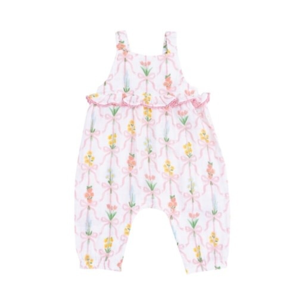 ANGEL DEAR Ribbon Bouquets Ruffle Waist Romper