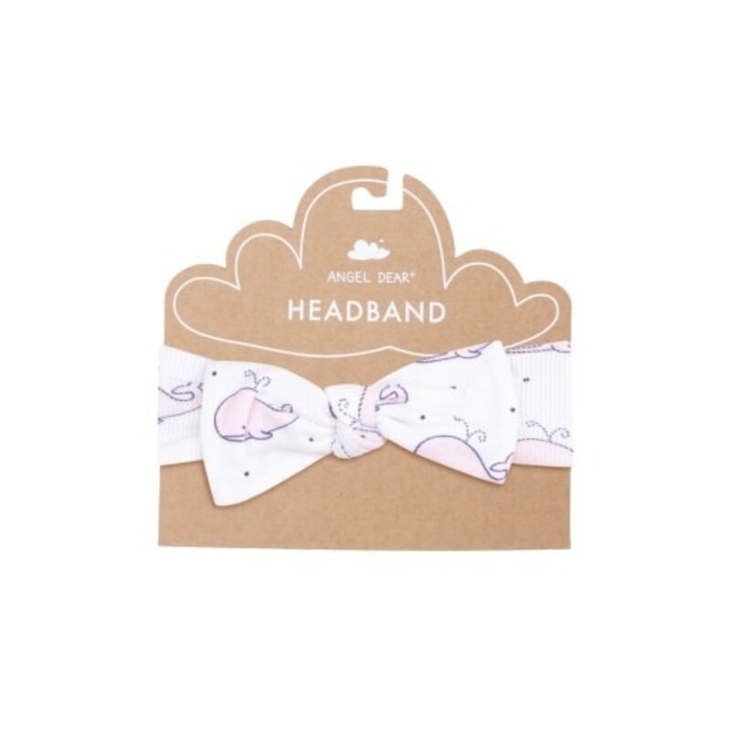ANGEL DEAR Bubbly Whale Pink Ribbed Knot Headband