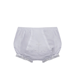 BABY SEN WHITE LANDON DIAPER COVER-ECRU CROSS