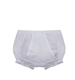 BABY SEN WHITE LANDON DIAPER COVER-ECRU CROSS