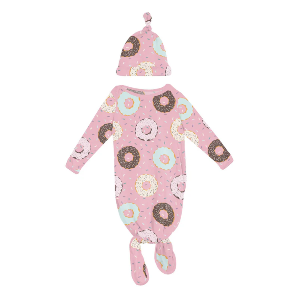 KICKEE PANTS KNOTTED GOWN & HAT SET