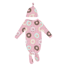 KICKEE PANTS KNOTTED GOWN & HAT SET