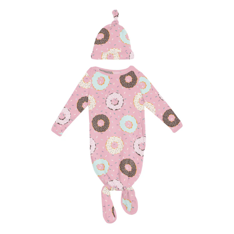 KICKEE PANTS KNOTTED GOWN & HAT SET
