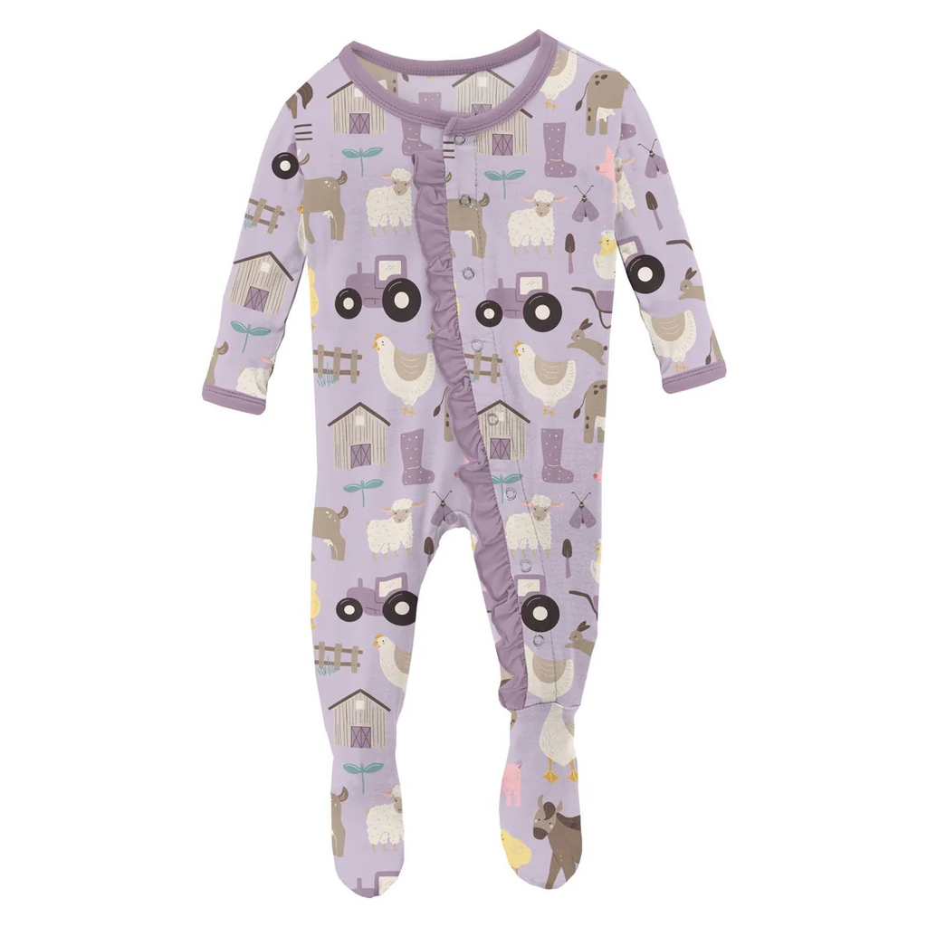 KICKEE PANTS RUFFLE FOOTIE W/2 WAY ZIPPER