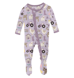 KICKEE PANTS RUFFLE FOOTIE W/2 WAY ZIPPER
