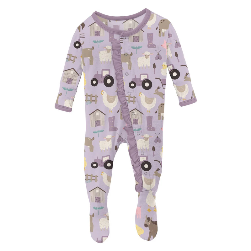 KICKEE PANTS RUFFLE FOOTIE W/2 WAY ZIPPER