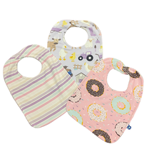 KICKEE PANTS BIB SET OF 3-CAKE POP DONUTS, STRIPES, MORNING ON THE FARM
