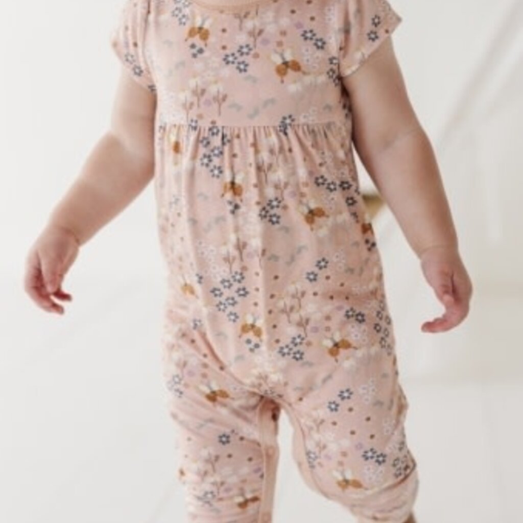 BABYSPROUTS GIRL'S SHORT SLEEVE PANT ROMPER