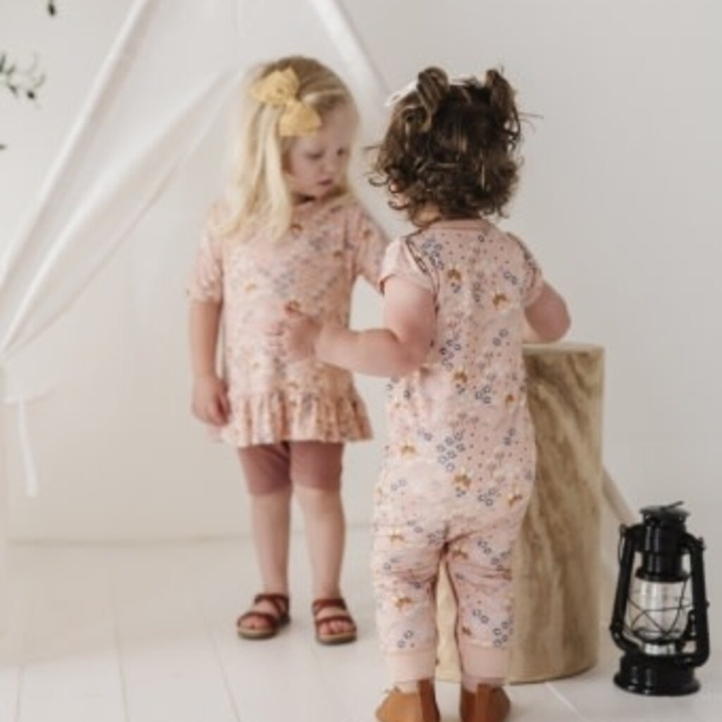 BABYSPROUTS GIRL'S SHORT SLEEVE PANT ROMPER