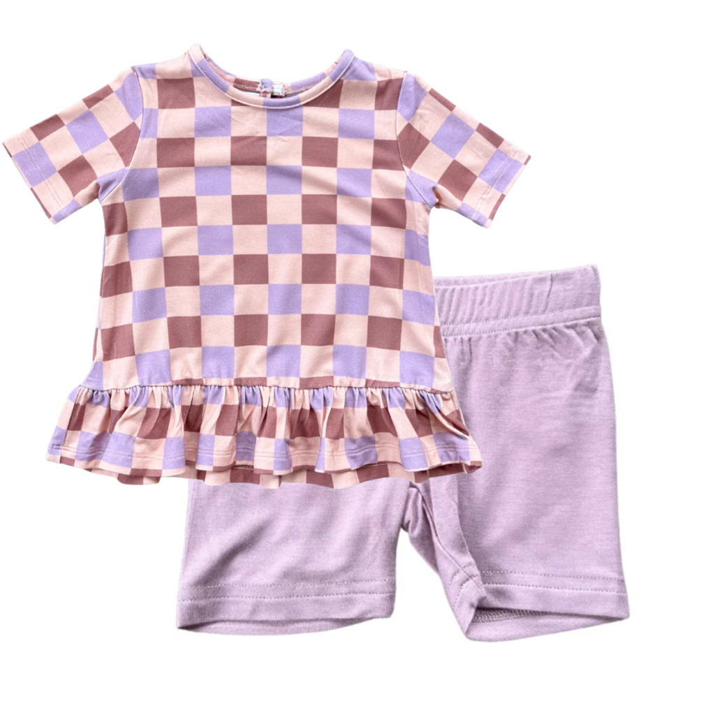 BABYSPROUTS SS PEPLUM TOP W/BIKER SHORTS