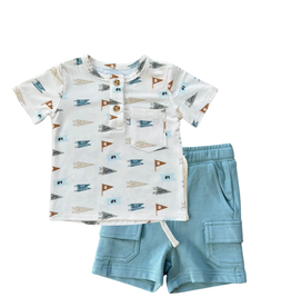 BABYSPROUTS BOY'S SHORT SLEEVE HENLEY SHIRT/W CARGO SHORTS