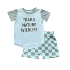 BABYSPROUTS COLORBLOCK TEE W/BIKER SHORTS SEAGRASS