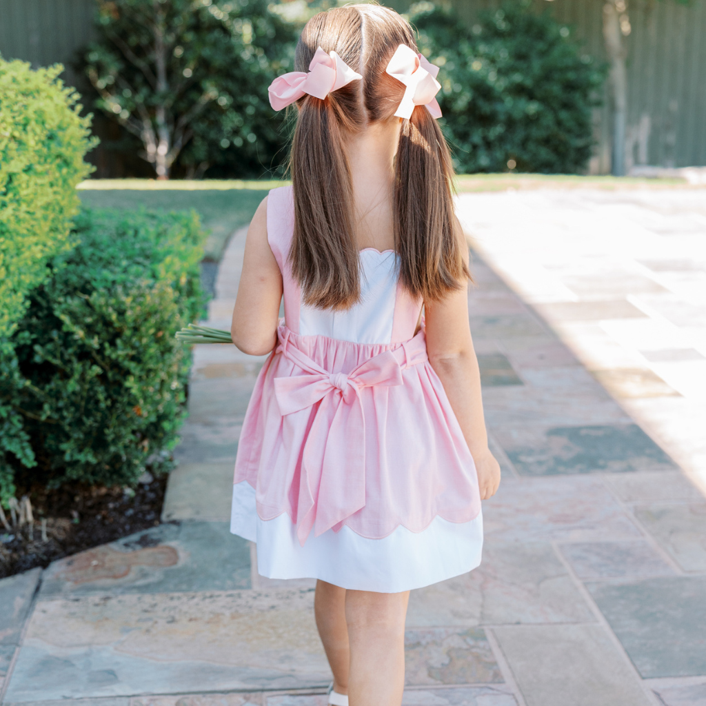 THE PROPER PEONY PAULETTE PINK BOW PINAFORE