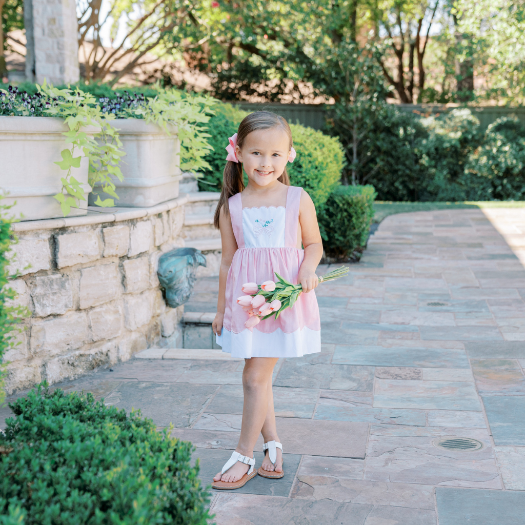 THE PROPER PEONY PAULETTE PINK BOW PINAFORE