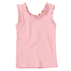 PINK CHICKEN joy ruffle rib tank - pink