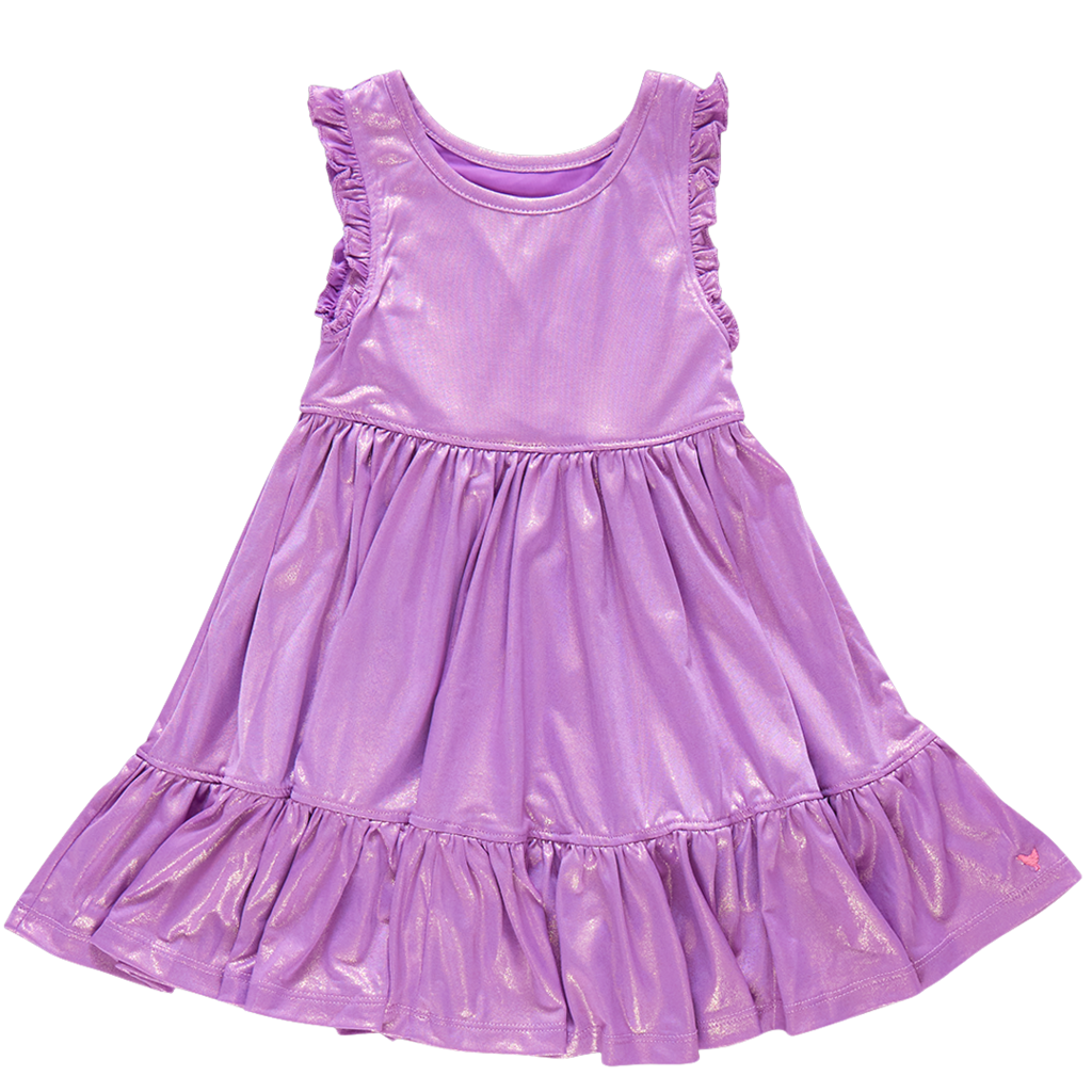 PINK CHICKEN girls lame kelsey dress - purple