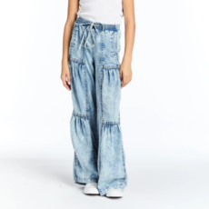 TRACTR GIRL'S DRAWSTRING TIERED PANT WIDE LEG-DK IND